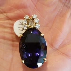 14k natural diamonds water sapphire pendant